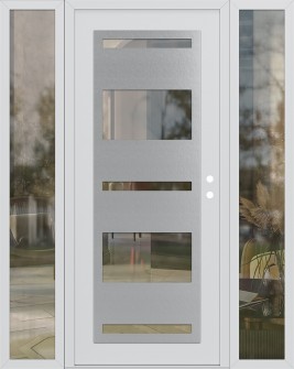 Diamond C10 60" x 80" white/white clear Glass Panel stainless steel LHI with 2 Sidelites clear Glass