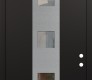 Modern Steel Front Door DIAMOND A12 36" X 96" BLACK/BLACK CLEAR GLASS PANEL STAINLESS STEEL LHI WITH TRANSOM MIRRORED GLASS