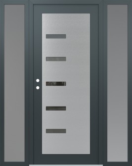 Diamond C8 60" x 80" anthracite/anthracite mirrored Glass Panel stainless steel RHI with 2 Sidelites frosted Glass