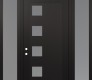 Modern Steel Front Door Diamond C5 68" x 96" black/white frosted Glass Panel black RHI with 2 Sidelites and Transom frosted Glass