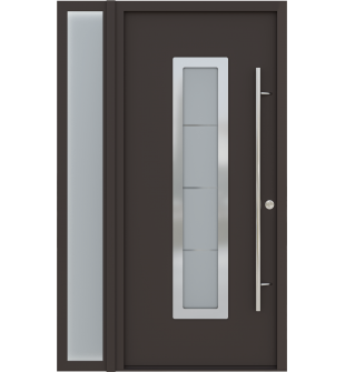 MODERN FRONT STEEL DOOR ARGOS BROWN/WHITE 49 1/4" X 81 11/16" LHI + SIDELITE LEFT