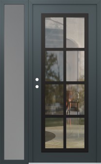 Diamond C16 52" x 80" anthracite/anthracite clear Glass Panel black RHI with Sidelite frosted Glass