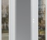 Modern Steel Front Door Diamond C1 64" x 80" white/white frosted Glass Panel stainless steel LHI with 2 Sidelites clear Glass