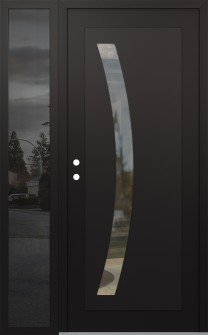 Diamond C4 52" x 80" black/black clear Glass Panel black RHI with Sidelite mirrored Glass