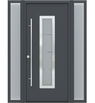 MODERN FRONT STEEL DOOR ARGOS ANTRACIT/WHITE 61 1/16" X 81 11/16" RHI + SIDELITE LEFT/RIGHT