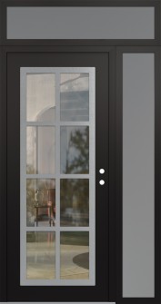 Diamond C16 52" x 96" black/black clear Glass Panel stainless steel LHI with Sidelite and Transom frosted Glass
