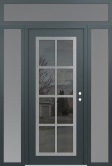 Diamond C16 60" x 96" anthracite/anthracite mirrored Glass Panel stainless steel LHI with 2 Sidelites and Transom frosted Glass