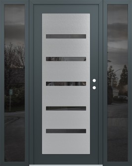 Diamond C7 60" x 80" anthracite/anthracite mirrored Glass Panel stainless steel LHI with 2 Sidelites mirrored Glass