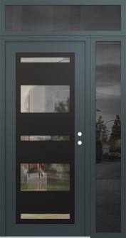 Diamond C10 48" x 96" anthracite/anthracite clear Glass Panel black LHI with Sidelite and Transom mirrored Glass