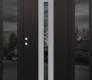 Modern Steel Front Door DIAMOND A2 60" X 80" BLACK/BLACK MIRRORED GLASS PANEL STAINLESS STEEL RHI WITH 2 SIDELITES MIRRORED GLASS