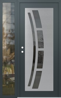 Diamond C12 52" x 80" anthracite/anthracite mirrored Glass Panel stainless steel RHI with Sidelite clear Glass