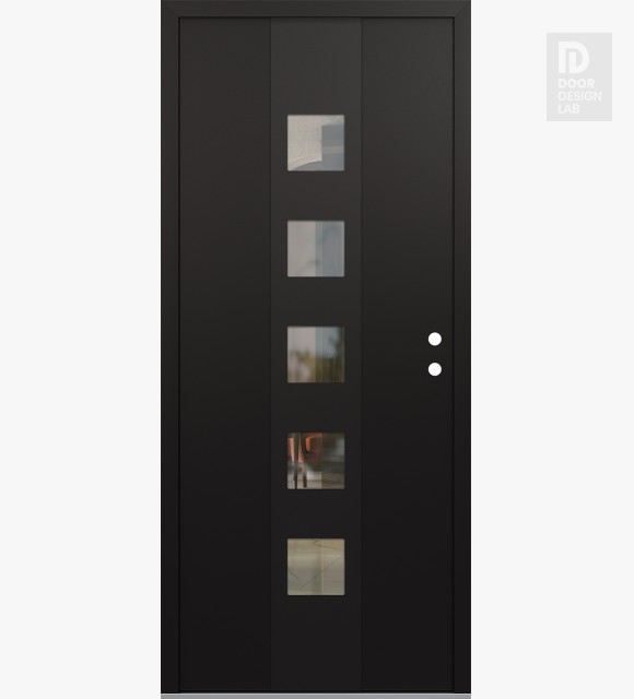 Modern Steel Front Door DIAMOND A13 36" X 80" BLACK/BLACK CLEAR GLASS PANEL BLACK LHI