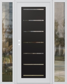 Diamond C11 64" x 80" white/white clear Glass Panel black RHI with 2 Sidelites clear Glass