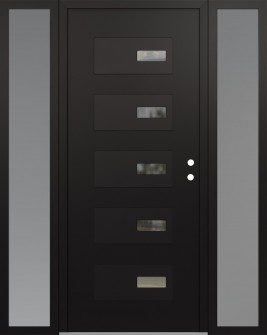 Diamond D7 68" x 80" black/black clear Glass Panel black LHI with 2 Sidelites frosted Glass