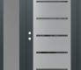 Modern Steel Front Door Diamond C11 48" x 80" anthracite/anthracite mirrored Glass Panel stainless steel RHI with Sidelite frosted Glass