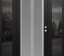 Modern Steel Front Door Diamond C14 60" x 80" black/white frosted Glass Panel stainless steel LHI with 2 Sidelites mirrored Glass