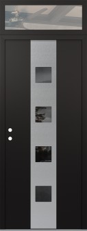 DIAMOND A12 36" X 96" BLACK/BLACK MIRRORED GLASS PANEL STAINLESS STEEL RHI WITH TRANSOM CLEAR GLASS