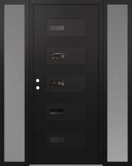 Diamond D7 64" x 80" black/black Mirrored Glass Panel black RHI with 2 Sidelites frosted Glass