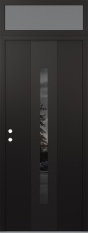 DIAMOND A2 36" X 96" BLACK/BLACK MIRRORED GLASS PANEL BLACK RHI WITH TRANSOM FROSTED GLASS