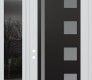 Modern Steel Front Door Diamond C3 48" x 96" white/white frosted Glass Panel black RHI with Sidelite and Transom mirrored Glass