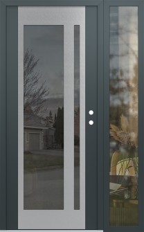 Diamond C15 50" x 80" anthracite/anthracite mirrored Glass Panel stainless steel LHI with Sidelite clear Glass