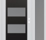 Modern Steel Front Door Diamond C2 52" x 80" white/white frosted Glass Panel black LHI with Sidelite frosted Glass