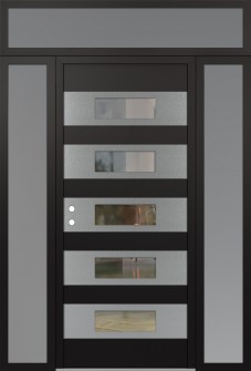 Diamond D5 60" x 96" black/black clear Glass Panel stainless steel RHI with 2 Sidelites and Transom frosted Glass