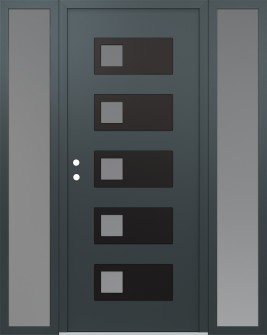 Diamond D2 60" x 80" anthracite/anthracite frosted Glass Panel black RHI with 2 Sidelites frosted Glass