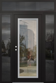 Diamond C1 60" x 96" black/black clear Glass Panel stainless steel RHI with 2 Sidelites and Transom mirrored Glass