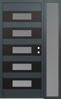 Diamond D5 48" x 80" anthracite/anthracite frosted Glass Panel black LHI with Sidelite frosted Glass