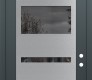 Modern Steel Front Door Diamond C10 36" x 96" anthracite/anthracite mirrored Glass Panel stainless steel LHI with Transom mirrored Glass