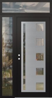 Diamond C3 52" x 96" black/black clear Glass Panel stainless steel RHI with Sidelite and Transom clear Glass