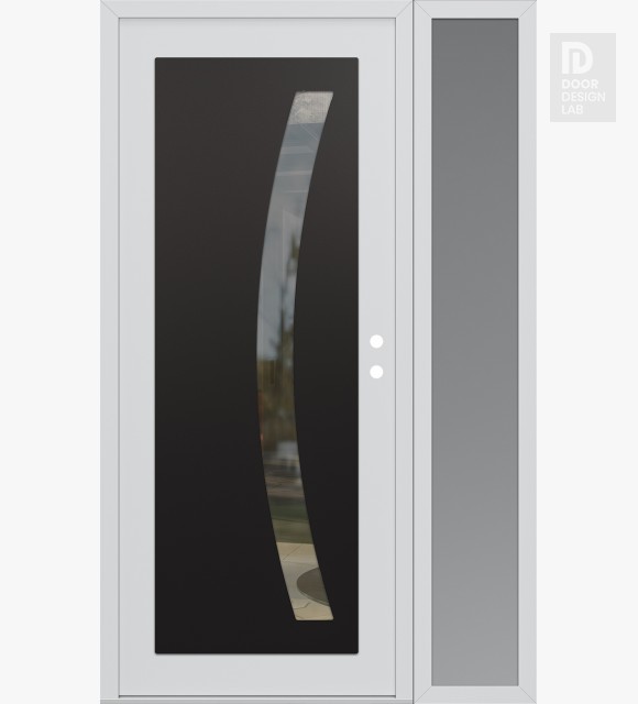 Modern Steel Front Door Diamond C4 52" x 80" white/white clear Glass Panel black LHI with Sidelite frosted Glass