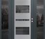 Modern Steel Front Door Diamond C10 64" x 80" anthracite/anthracite mirrored Glass Panel stainless steel LHI with 2 Sidelites mirrored Glass
