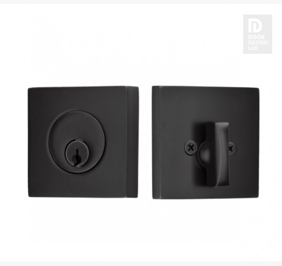 EMTEK SQUARE DEADBOLT DOUBLE CYLINDER 8369 FLAT BLACK US19 for Steel Front Doors