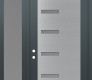 Modern Steel Front Door Diamond C8 50" x 96" anthracite/anthracite frosted Glass Panel stainless steel RHI with Sidelite and Transom frosted Glass