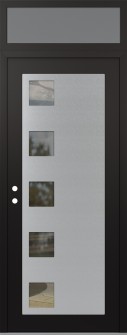 Diamond C5 36" x 96" black/black clear Glass Panel stainless steel RHI with Transom frosted Glass