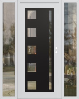 Diamond C3 64" x 80" white/white clear Glass Panel black LHI with 2 Sidelites clear Glass