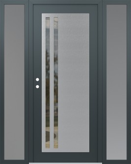 Diamond C6 60" x 80" anthracite/anthracite clear Glass Panel stainless steel RHI with 2 Sidelites frosted Glass