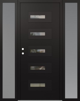 Diamond D6 64" x 80" black/black clear Glass Panel black RHI with 2 Sidelites frosted Glass