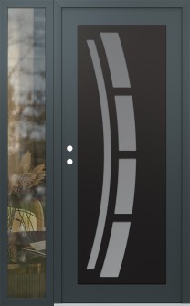 Diamond C12 52" x 80" anthracite/anthracite frosted Glass Panel black RHI with Sidelite clear Glass