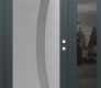 Modern Steel Front Door Diamond C4 48" x 80" anthracite/anthracite frosted Glass Panel stainless steel LHI with Sidelite mirrored Glass