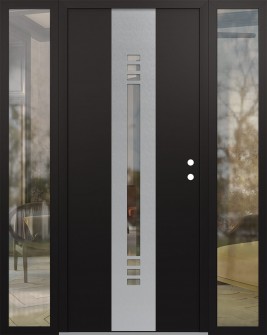 DIAMOND A5 68" X 80" BLACK/BLACK CLEAR GLASS PANEL STAINLESS STEEL LHI WITH 2 SIDELITES CLEAR GLASS