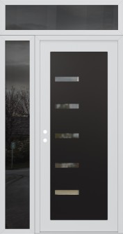 Diamond C8 48" x 96" white/white clear Glass Panel black RHI with Sidelite and Transom mirrored Glass