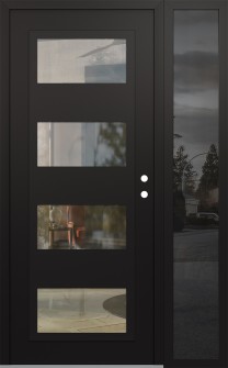 Diamond C2 50" x 80" black/black clear Glass Panel black LHI with Sidelite mirrored Glass