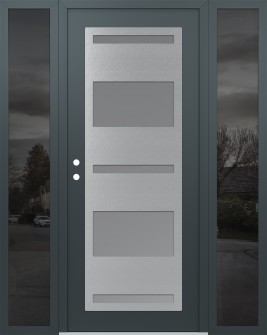 Diamond C10 64" x 80" anthracite/anthracite frosted Glass Panel stainless steel RHI with 2 Sidelites mirrored Glass