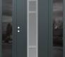 Modern Steel Front Door DIAMOND A9 64" X 80" ANTHRACITE/ANTHRACITE FROSTED GLASS PANEL STAINLESS STEEL RHI WITH 2 SIDELITES MIRRORED GLASS