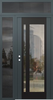 Diamond C15 52" x 96" anthracite/anthracite clear Glass Panel black RHI with Sidelite and Transom mirrored Glass