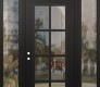 Modern Steel Front Door Diamond C16 64" x 96" black/black clear Glass Panel black RHI with 2 Sidelites and Transom clear Glass