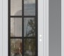 Modern Steel Front Door Diamond C16 52" x 96" white/white clear Glass Panel black LHI with Sidelite and Transom frosted Glass